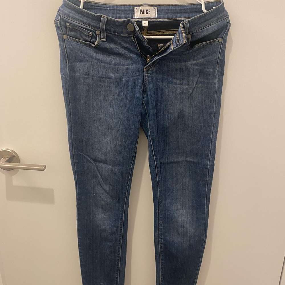 Paige Verdugo Ankle Skinny Stretch Jeans Mid Rise